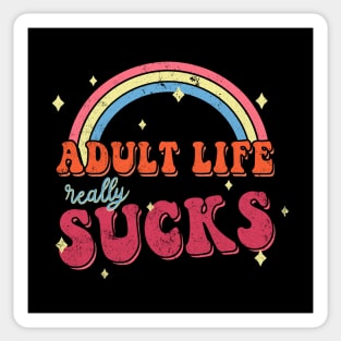 Adult Life // 80s Kid, Retro Cartoon Vintage Funny Quotes Sticker